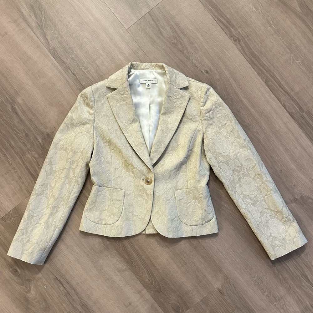 VTG Banana Republic Metallic Floral Jacquard Blazer